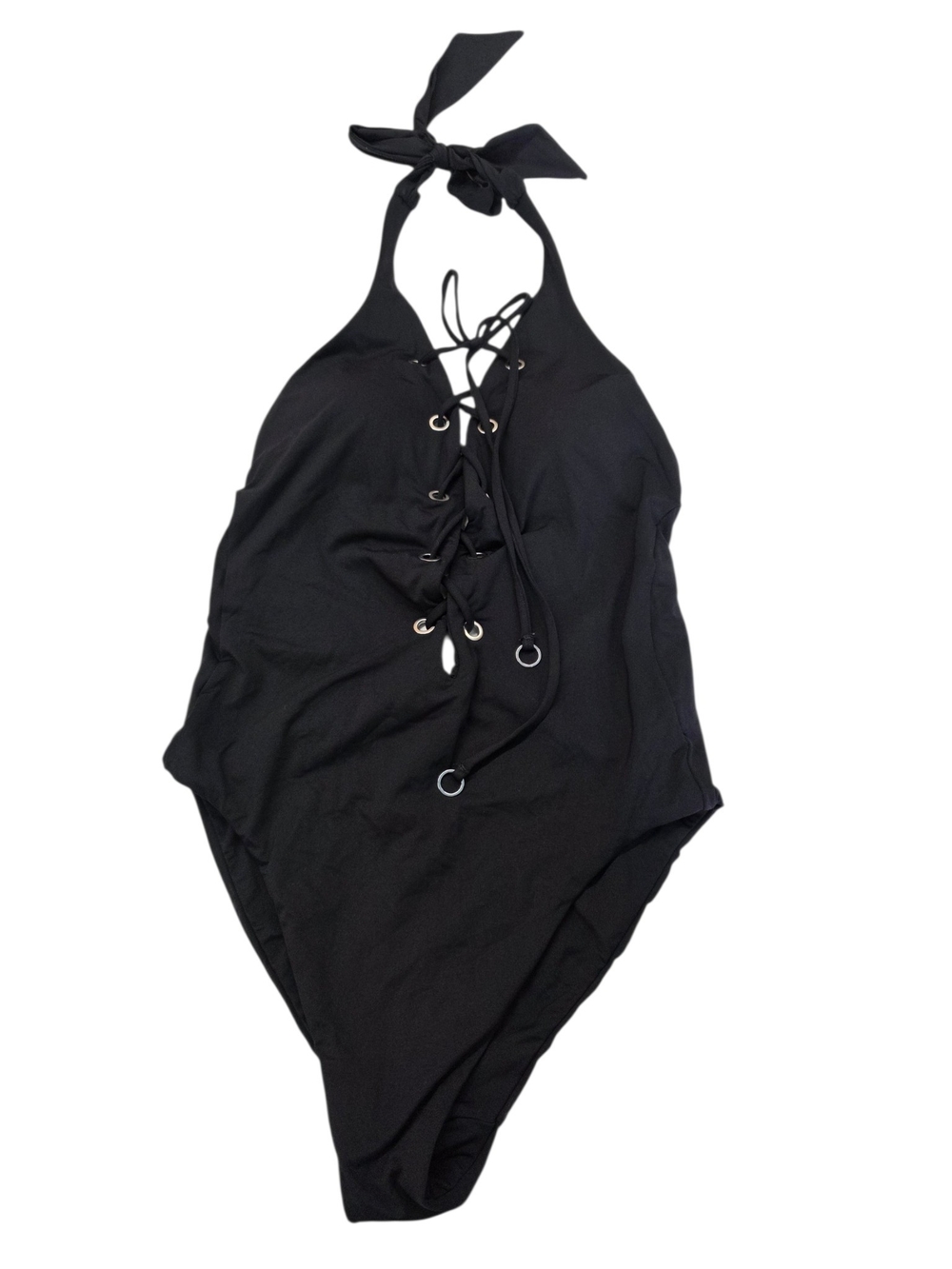 Seafolly Black Lace-Up Halter One-Piece Swimsuit - Black